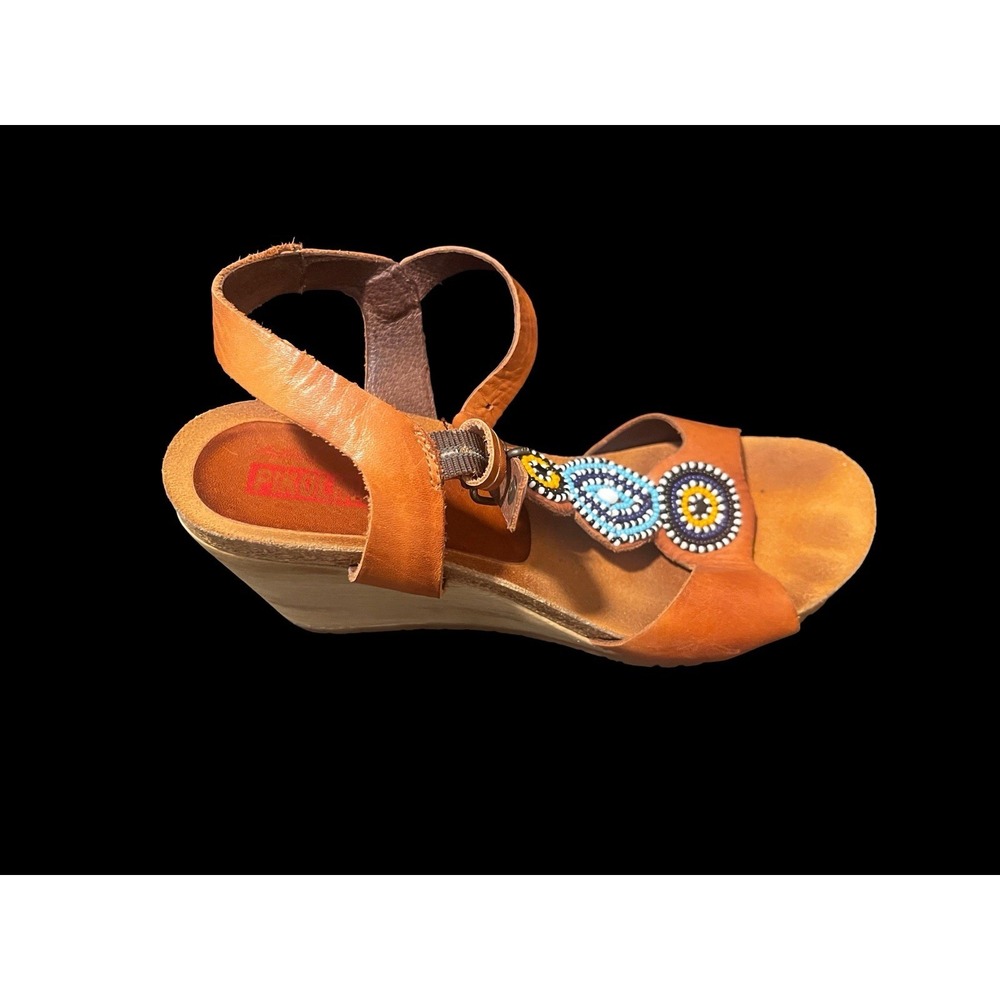 Pikolinos  Sandals Beaded Tan Wedge Heel Women's 7.5-8 Made In Spain